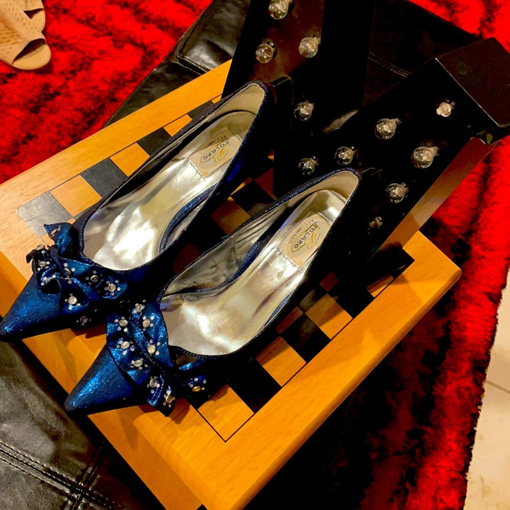 Blue glitter 3” heels by bolaro